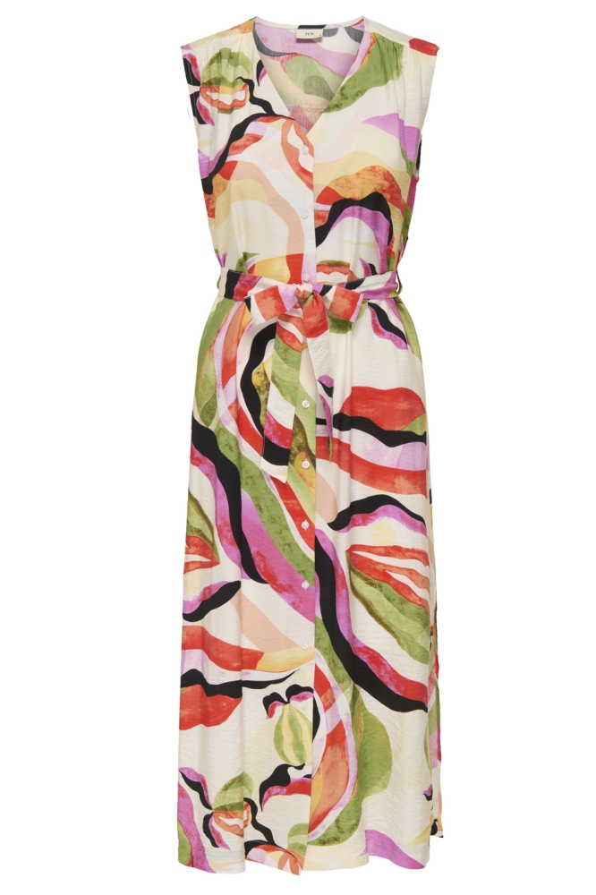JDYLUMI S/S MIDI SHIRT DRESS WVN 15351621 CLOUD DANCER/MULTI ABST